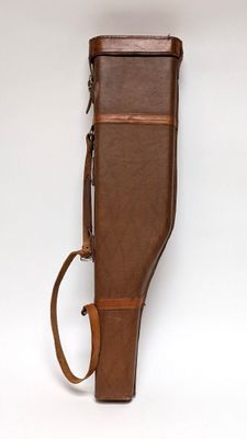 brown leather case for a gun on a white background
