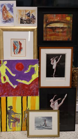 Lot de cadres décoratifs : huiles sur toiles signées FEYDEL, comp...