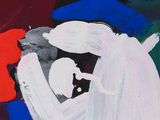 an abstract painting of a woman holding a baby in her arms