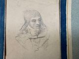 a drawing of a man with long hair and a tie