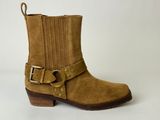 a close up of a pair of brown boots on a white background