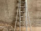 a ladder leaning against a wall in a room