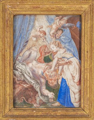 une image d'un tableau représentant une femme tenant un enfant dans ses bras