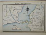 an old map of a lake with a compass in the middle of it
