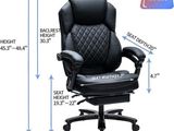 une image représentant une chaise de bureau noire avec les dimensions de la hauteur d'assise