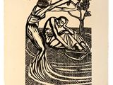 un dessin en noir et blanc représentant une femme dans un bateau