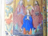 an open book with a picture of jesus and other people on it