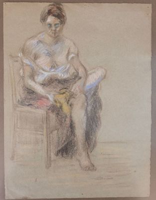 tableau représentant une femme assise sur une chaise, un livre à la main