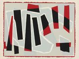 an image of a painting with black, red and white stripes