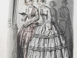 an old fashion illustration of a woman in a dress and a man in a suit
