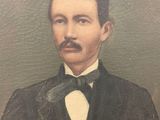 painting of a man in a suit and bow tie holding a pipe