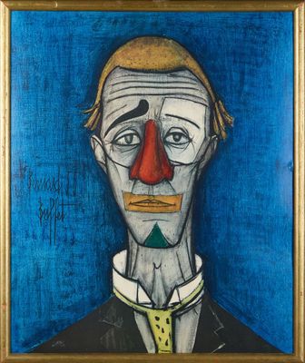 an image of a painting of a man with a clown nose