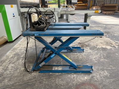une photo représentant une paire de ciseaux bleus dans un entrepôt