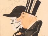 painting of a man in a top hat smoking a cigarette