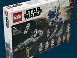a box of lego star wars sets on a blue background
