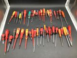 many different types of screwdrivers in a box