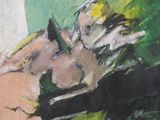 un tableau représentant un homme allongé sur un canapé