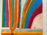 painting of a painting of a vase with a rainbow on it