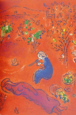 a picture of a painting of a woman in a blue dress