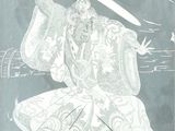 a drawing of a man with a sword in his hand