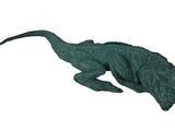 une image représentant une figurine de lézard vert sur fond blanc