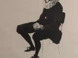 l'image d'un dessin représentant un homme assis sur une chaise