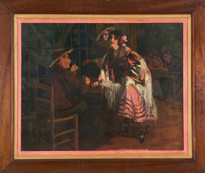 une image représentant un tableau où l'on voit un homme et une femme assis à une table