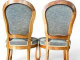 two wooden chairs with blue upholstered upholstered upholstered upholstered upholstered upholstered upholstered upholstered upholstered