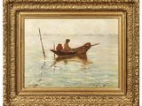 une image représentant un tableau où l'on voit un homme dans un bateau sur l'eau