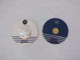 two coins sitting on top of each other next to each other