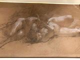 dessin représentant une femme allongée sur le dos, la tête posée sur un oreiller