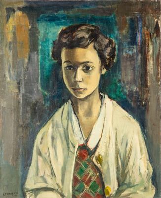 Marcel CRAMOYSAN (1915-2007) Portrait de jeune femme en bust…