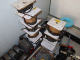 a stack of boxes with chains on top of them