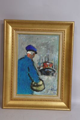 Christian MITARD (XXe) "Ostréiculteur" huile sur toile signé…