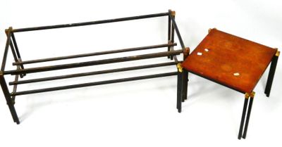Table basse (sans plateau) et petit table d'appoint en fer f…