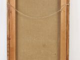 a wooden frame with a rope hanging from it ' s side