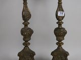 pair of antique brass candlesticks
