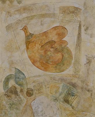 une peinture sur le mur d'un immeuble représentant un oiseau