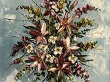 a painting of a bunch of flowers in a vase