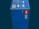 a blue box with a picture of a building inside of it