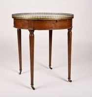Table bouillotte en placage de bois, plateau amovible garni … (photo 6)