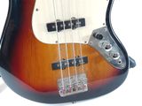 a close up of a bass guitar on a white background