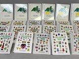 a lot of stickers that are on the table