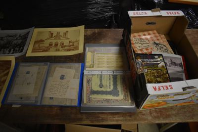 a box full of books sitting on a table