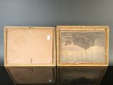 pair of 19th century french oil paintings of cows in a landscape
