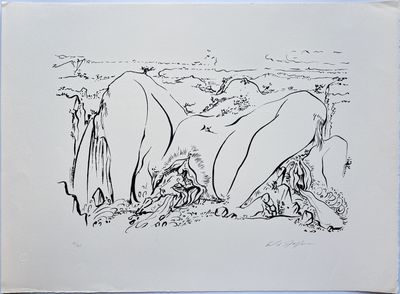 a black and white drawing of two surfboards on the beach