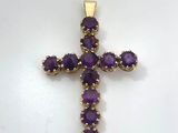 amethorate cross pendant in 14k yellow gold with amethorate