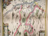 an old map of a small town with a river in the middle of it