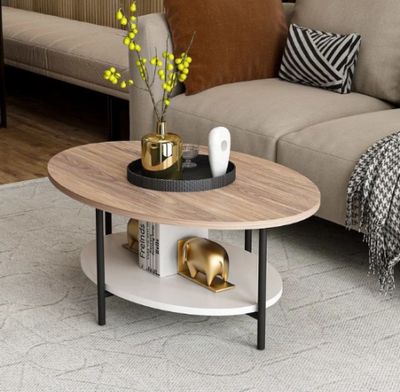 Table basse entièrement en mélamine finition chêne, 90x36 cm…