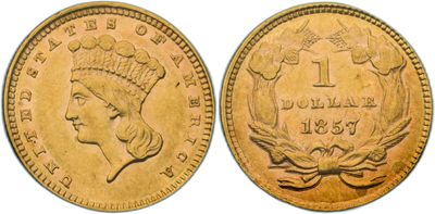 a gold coin with a woman ' s head and a crown on it